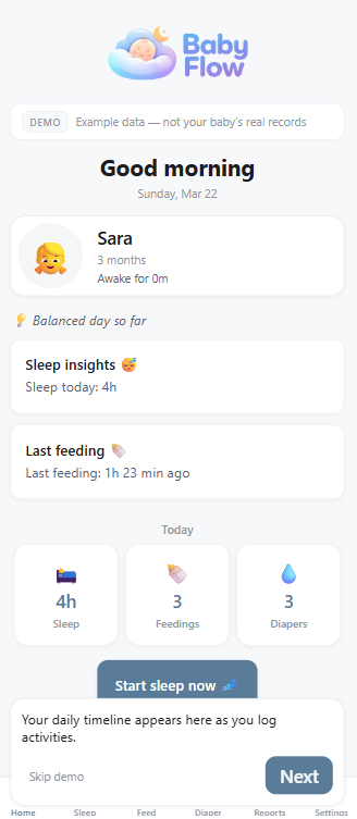 Pantalla principal de Baby Flow